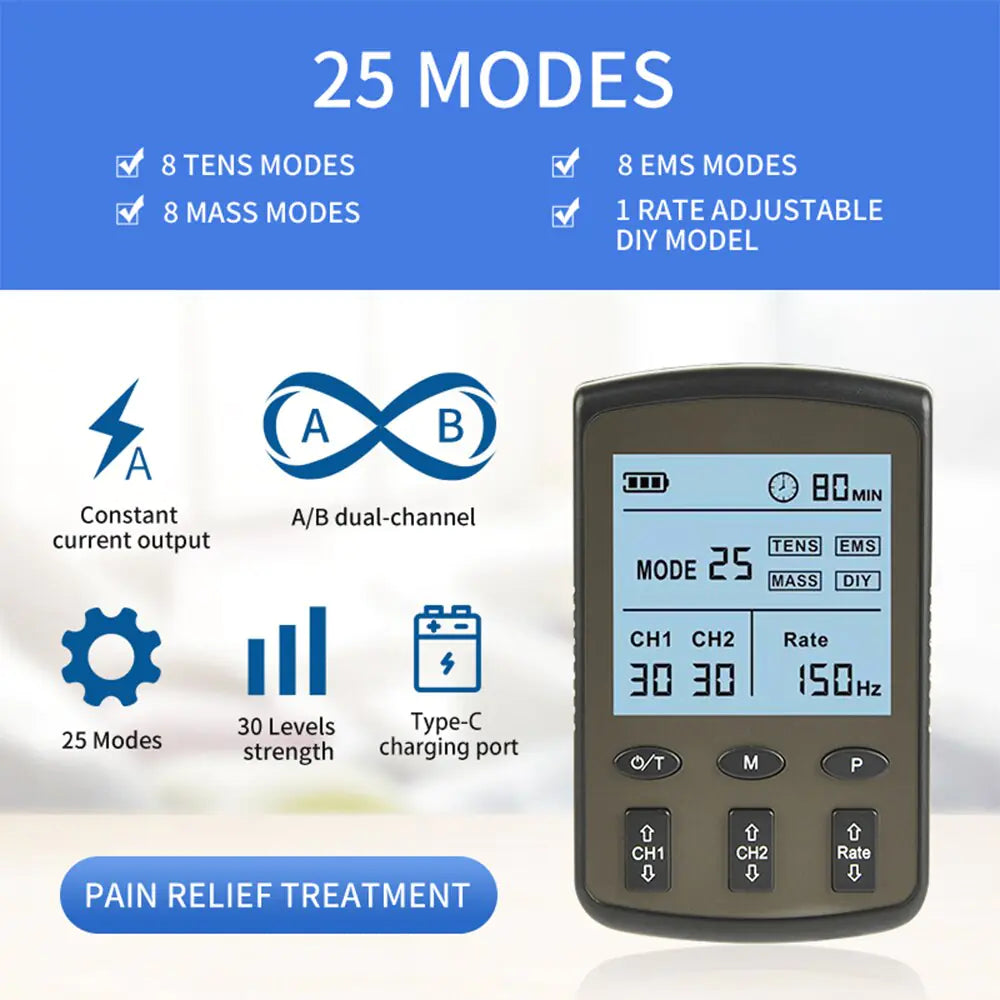 Dual Channel TENS & EMS Muscle Stimulation Device